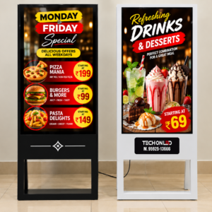 32 Inch A-Type Black And White With Toughened Glass Digital Standee