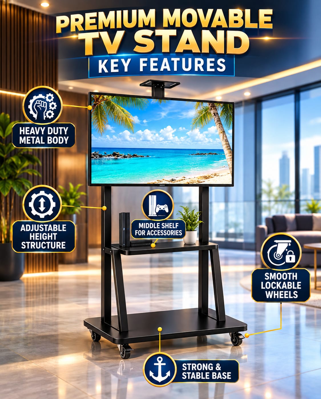 Metal Tv Stand - Small Size 32 inch to 43 inch TV 2 METAL TV STAND MANUFACTURER IN LUDHIANA